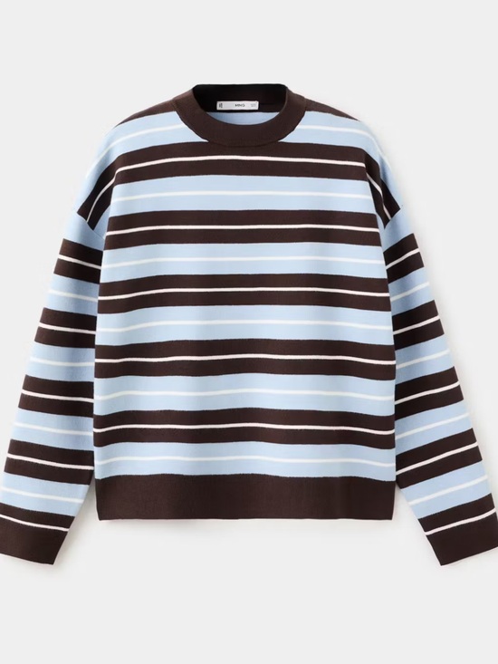 Mango Sweaters - Mango Oversized Striped Sweater Brown Blue Size Small